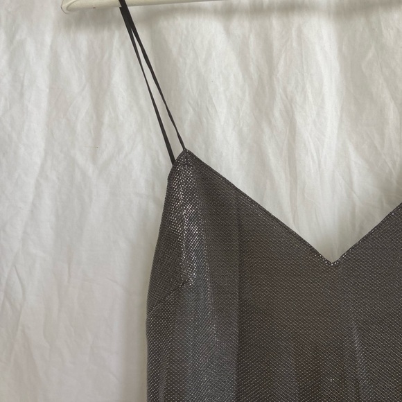 Zara Slip On Dress Party Cocktail Sparkle Metal Silver Size Medium NEW - Picture 7 of 16